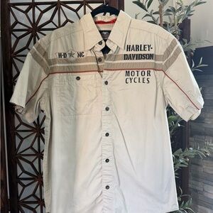 2014 Harley-Davidson Cream Short Sleeve Button-Down